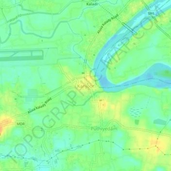Mappa topografica Kanjoor, altitudine, rilievo