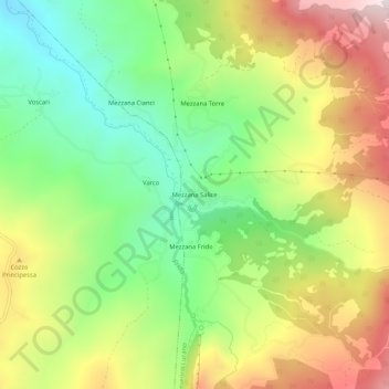 Mappa topografica Mezzana Salice, altitudine, rilievo