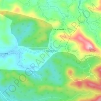 Mappa topografica Nedumpoil, altitudine, rilievo