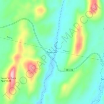 Mappa topografica Progresso, altitudine, rilievo