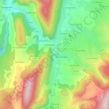 Mappa topografica L'Essarton, altitudine, rilievo