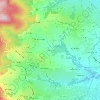 Mappa topografica La Garnière, altitudine, rilievo