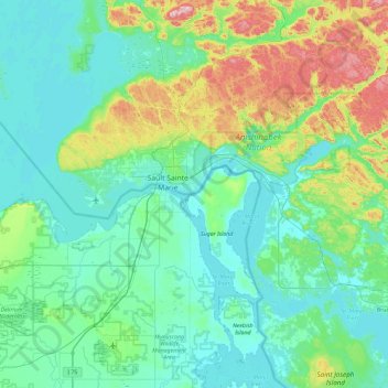 Mappa topografica Hog Island, altitudine, rilievo