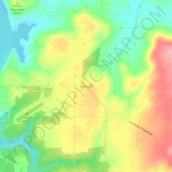 Mappa topografica Cookson, altitudine, rilievo