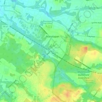 Mappa topografica Tennent, altitudine, rilievo