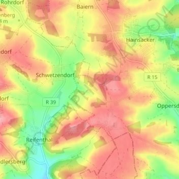Mappa topografica Altenried, altitudine, rilievo