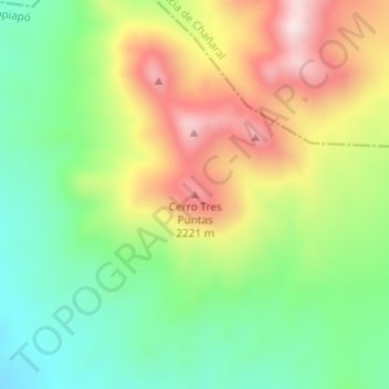 Mappa topografica Cerro Tres Puntas, altitudine, rilievo