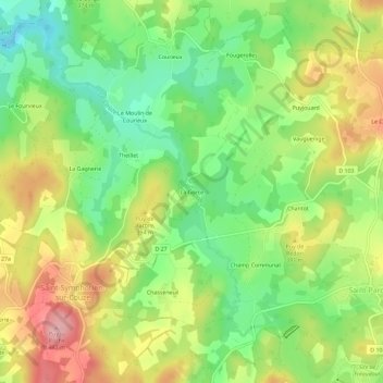 Mappa topografica La Gorce, altitudine, rilievo