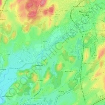 Mappa topografica Elitz, altitudine, rilievo