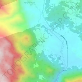 Mappa topografica Erenyaka, altitudine, rilievo
