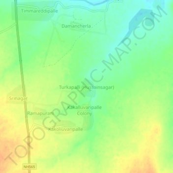 Mappa topografica Turkapalli (Hussainsagar), altitudine, rilievo