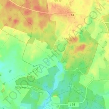 Mappa topografica Glambeck, altitudine, rilievo
