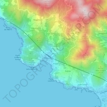 Mappa topografica Serra, altitudine, rilievo