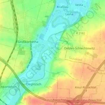 Mappa topografica Kleinkorbetha, altitudine, rilievo