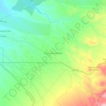 Mappa topografica Placitas Homesteads, altitudine, rilievo