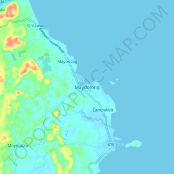 Mappa topografica Maydolong, altitudine, rilievo