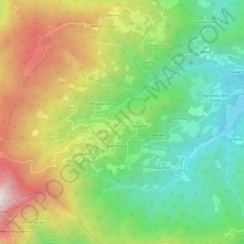 Mappa topografica Lemma, altitudine, rilievo