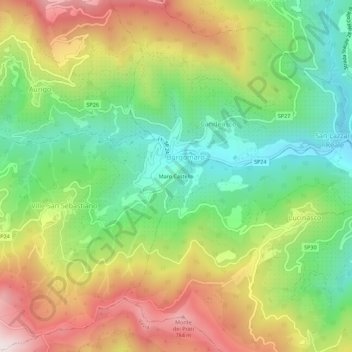 Mappa topografica Maro Castello, altitudine, rilievo