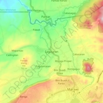 Mappa topografica Saguiaran, altitudine, rilievo
