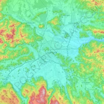 Mappa topografica Lubiana, altitudine, rilievo