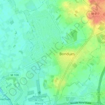 Mappa topografica Domaine de la Vigne, altitudine, rilievo