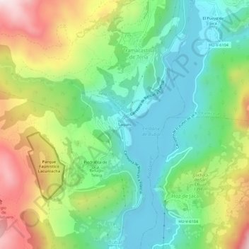 Mappa topografica Saqués, altitudine, rilievo