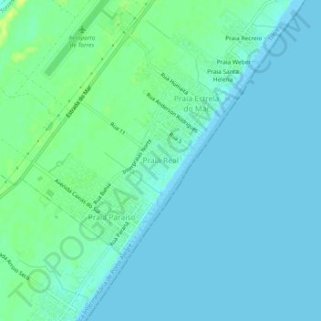 Mappa topografica Praia Real, altitudine, rilievo