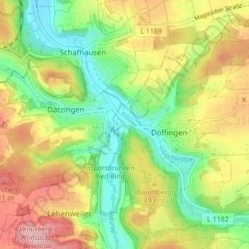 Mappa topografica Burschelberg, altitudine, rilievo