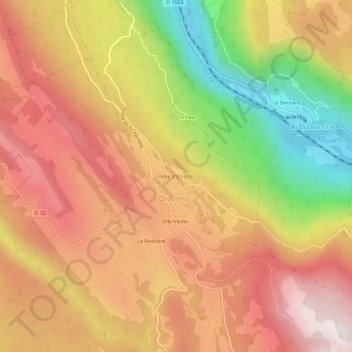 Mappa topografica Ville d'En-Bas, altitudine, rilievo