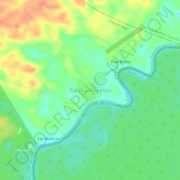 Mappa topografica Colonia Angamos, altitudine, rilievo