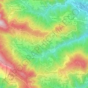 Mappa topografica Bola, altitudine, rilievo