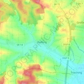 Mappa topografica Reißing, altitudine, rilievo