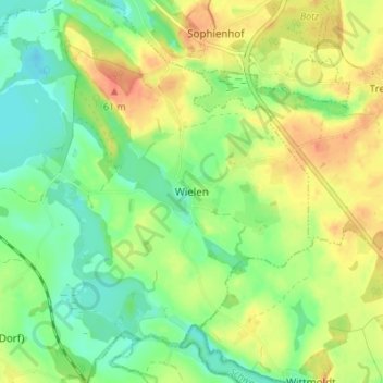 Mappa topografica Wielen, altitudine, rilievo