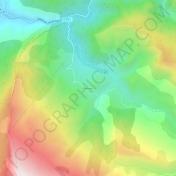 Mappa topografica Reynier, altitudine, rilievo