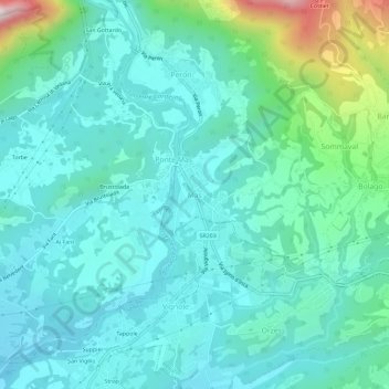 Mappa topografica Mas, altitudine, rilievo