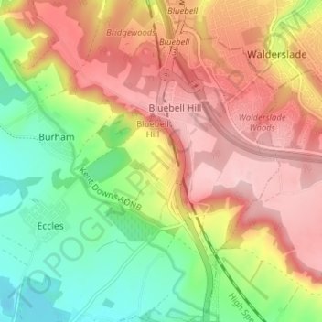 Mappa topografica Kit's Coty, altitudine, rilievo