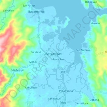 Mappa topografica Panganiban, altitudine, rilievo
