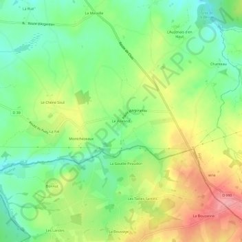Mappa topografica Le Poirond, altitudine, rilievo