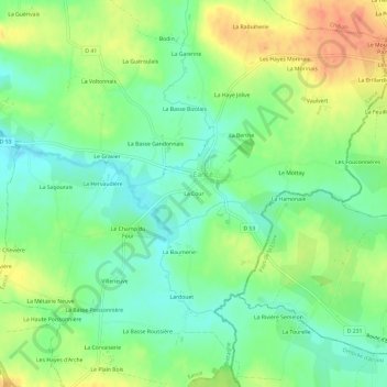 Mappa topografica La Cour, altitudine, rilievo