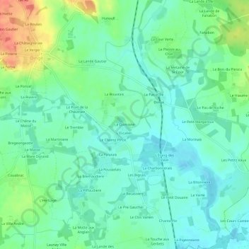 Mappa topografica Le Domaine, altitudine, rilievo