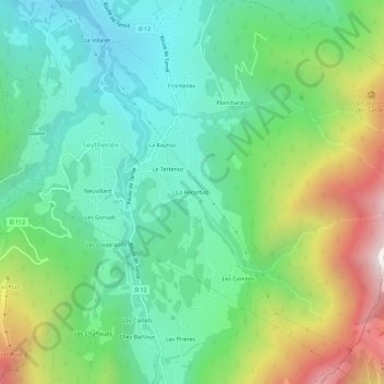 Mappa topografica La Recorbaz, altitudine, rilievo