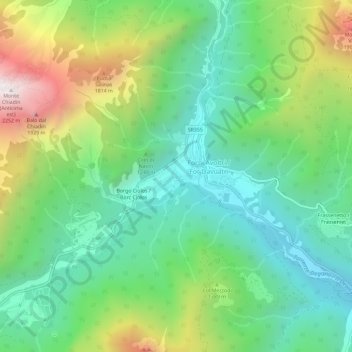 Mappa topografica Avoltri / Davuatri, altitudine, rilievo