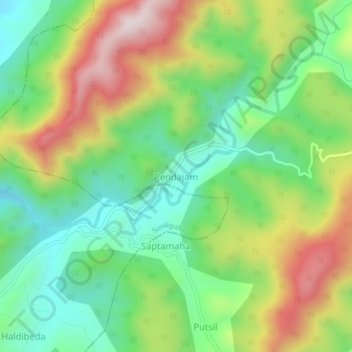 Mappa topografica Pendajam, altitudine, rilievo