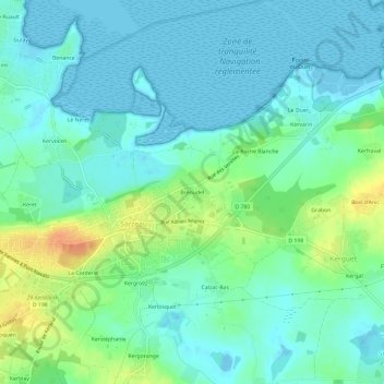 Mappa topografica Brénudel, altitudine, rilievo