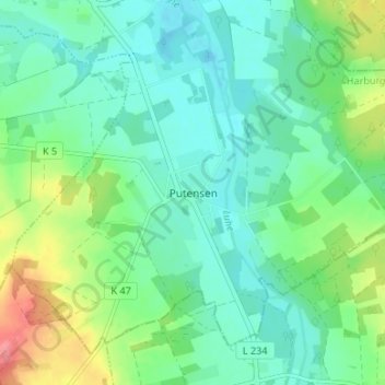 Mappa topografica Putensen, altitudine, rilievo