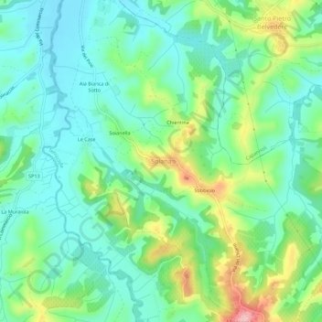 Mappa topografica Soiana, altitudine, rilievo