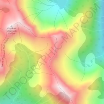 Mappa topografica Custer Ridge, altitudine, rilievo