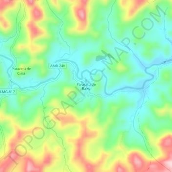 Mappa topografica Paracatu de Baixo, altitudine, rilievo