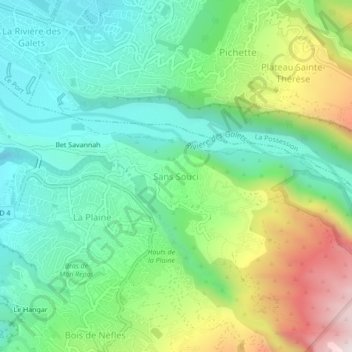 Mappa topografica Sans Souci, altitudine, rilievo