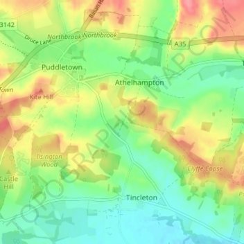 Mappa topografica South Admiston, altitudine, rilievo